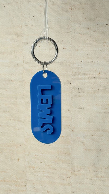 Pill Shaped Name Acrylic Keyring