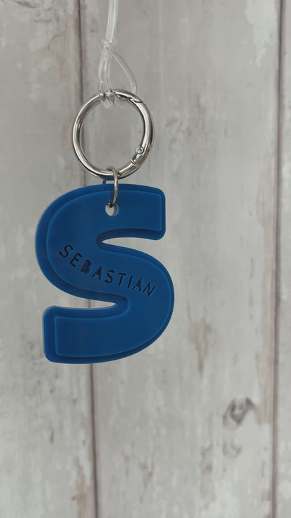Initial Name Keyring, Custom Engraved Acrylic Keychain