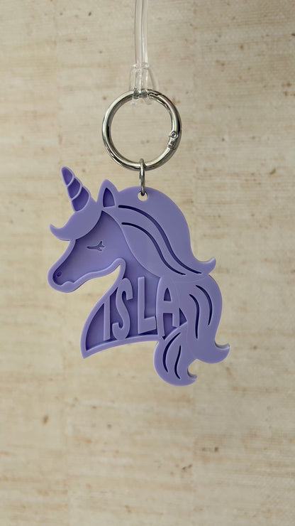Unicorn Name Keyring Custom Glossy Acrylic Keychain