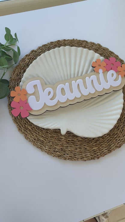 Name with Flowers Door or Wall Sign