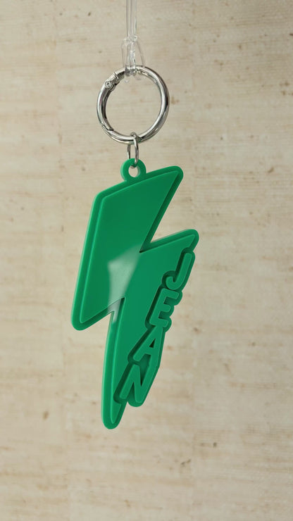 Lightning Bolt Keyring, Custom Name Acrylic Keychain