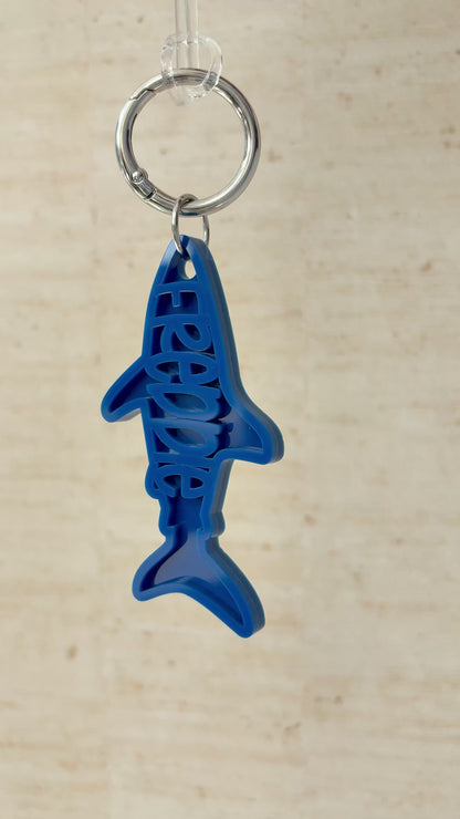 Shark Name Keyring, Custom Two Tone Acrylic Keychain