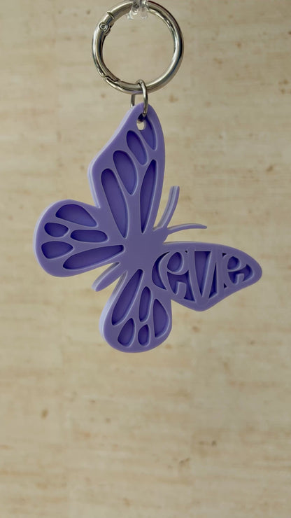 Butterfly Name Keyring, Custom Acrylic Bag Charm