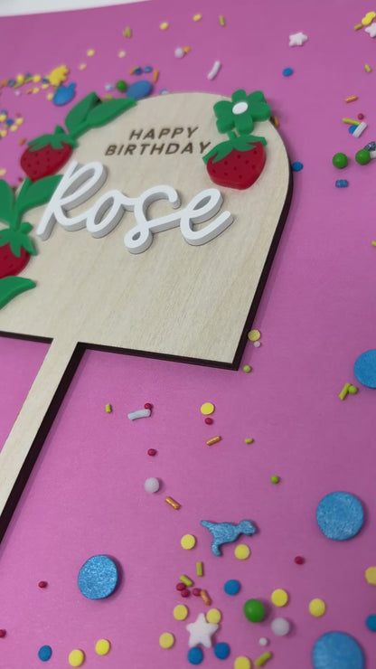 Strawberry Birthday Cake Topper