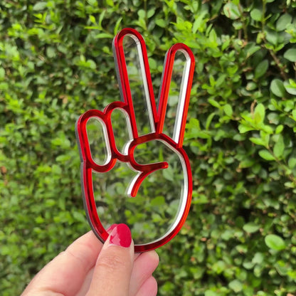 Peace Sign Hand Gesture Mirror Art
